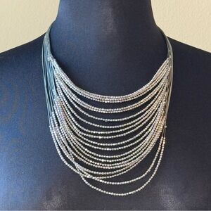Silver Multistrand Necklace Seed Beads